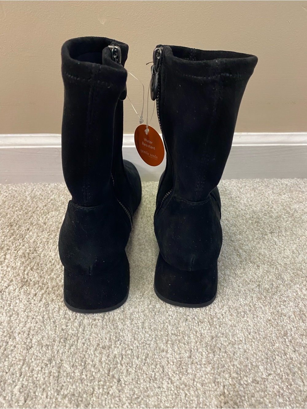 Kenneth Cole Black Suede Ankle Zip Block-Heel Boots - Picture 3 of 9
